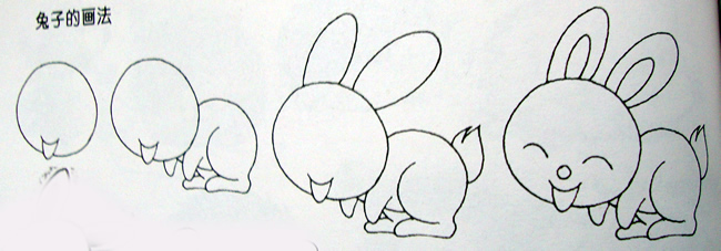 兔子简笔画:三只小白兔_ 兔子简笔画
