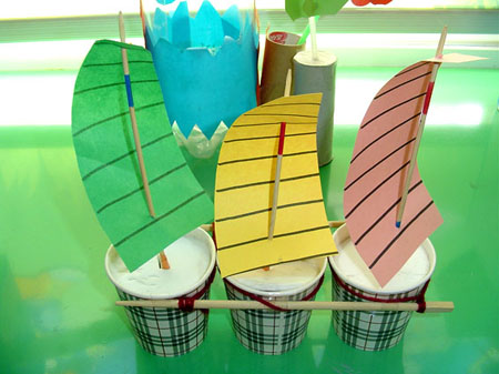 废物利用手工制作:纸杯帆船