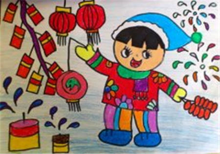 庆元旦儿童画:新的一年