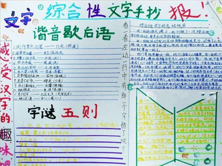手抄报版面设计图:汉字手抄报设计图