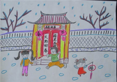 关于春节的儿童画