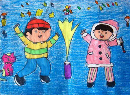 春节儿童画:鞭炮_春节儿童画