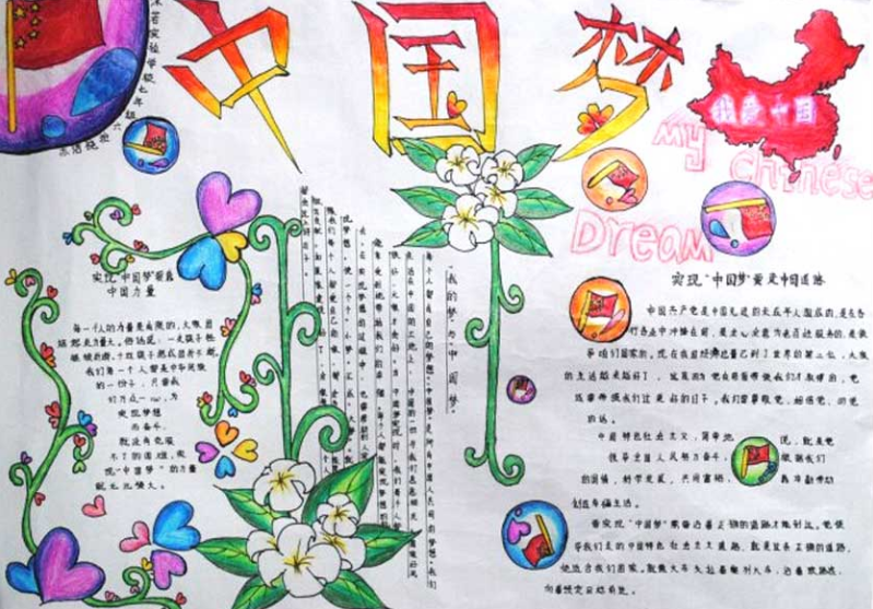 我的中国梦手抄报 放飞我们的梦想高清图片