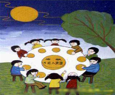 中秋节儿童画 那心事,纷飞在中秋夜高清图片