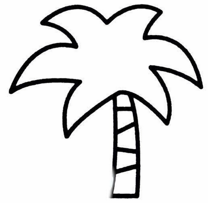 椰子树简笔画:海边的椰子树_椰子树简笔画