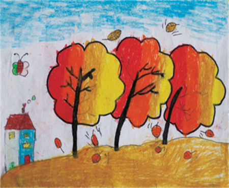 儿童画秋天:公园的秋天