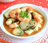 蘑菇豆腐焖虾