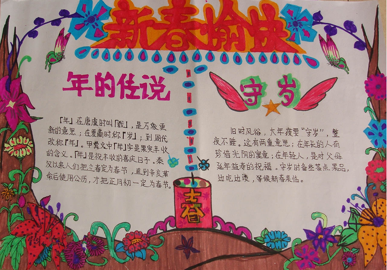 春节写手抄报的内容图片
